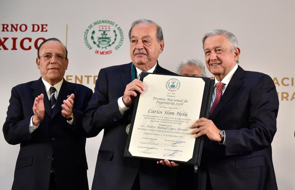 Recibe Carlos Slim el Premio Nacional de Ingeniería