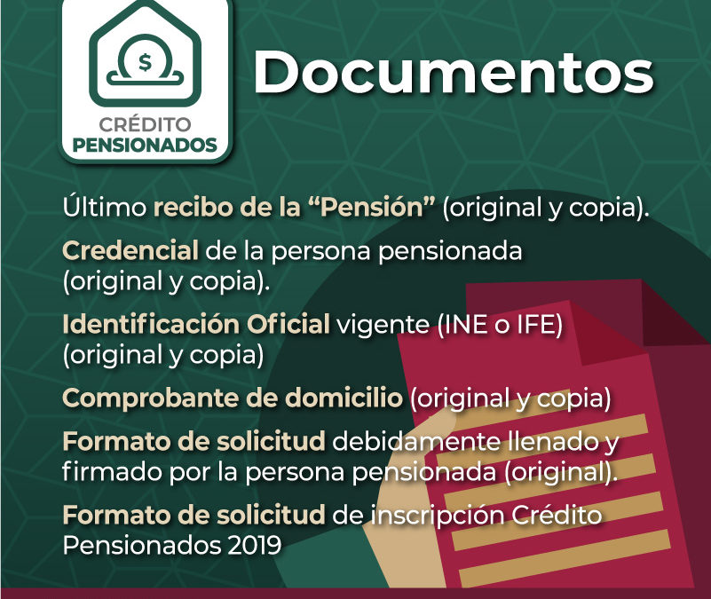 Documentos para solicitar crédito Pensionados Fovissste