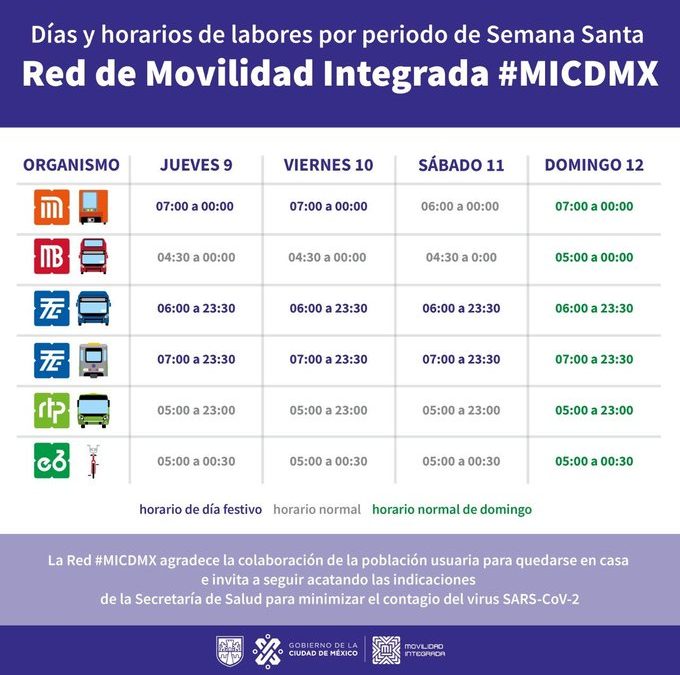 Modificaciones en  horarios del Transporte Público en CDMX