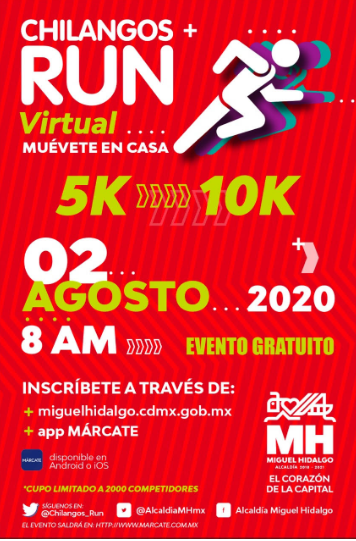 Anuncia alcaldía MH Carrera Chilangos Run Virtual 2020