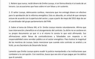Acusaciones de Lozoya falsas y sin sustento: Ernesto Cordero