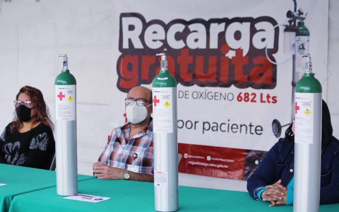 Ofrecen en Miguel Hidalgo recarga gratuita de oxígeno