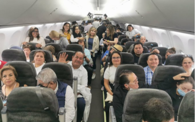 Avion de Sedena con mexicanos repatriados de Israel, viene de regreso