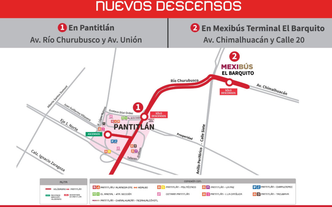 Anuncia Metrobús cambio de descensos en Pantitlán en apoyo a L-9 del Metro